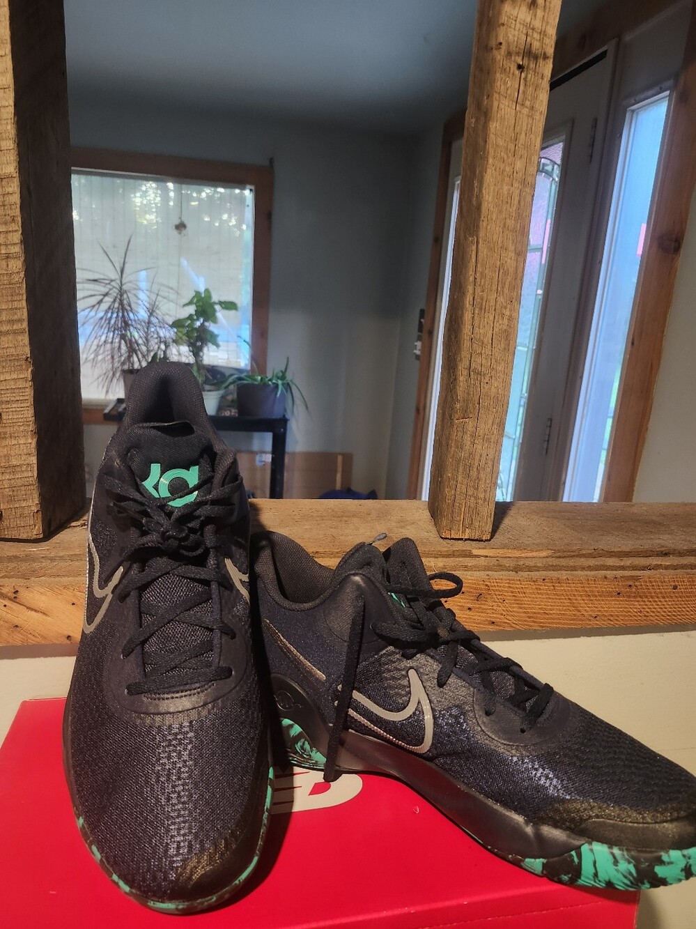 Nike Black KD Basketball Shoes with Teal Accents